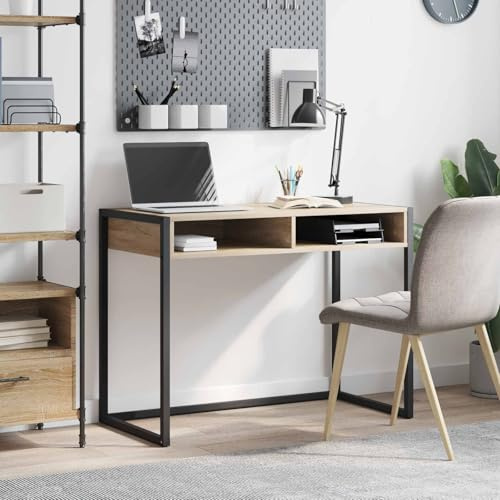 HFXHIJXQ Schreibtisch Sonoma 100x50x75 cm Holzwerkstoff Industrial Style Langlebiger Computertisch Modernes Design für Home Office Wohnzimmer