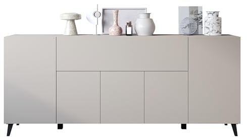 Mirjan24 Kommode Parsea 180, Sideboard mit 5 Türen und 2 Schubladen, viel Stauraum, ideal für Wohnzimmer, Schlafzimmer, Diele oder Flur (Cashmerebeige)