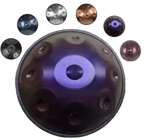 22 Inches Handpan Drum Set 432Hz/440hz 9/10/12 Notes Percussion Instrument In D Minor Handpan Drum For Adults Steel Hand Pan Drums With Stand Hand Pan Bag Mallets(Purple,440HZ/9Note)