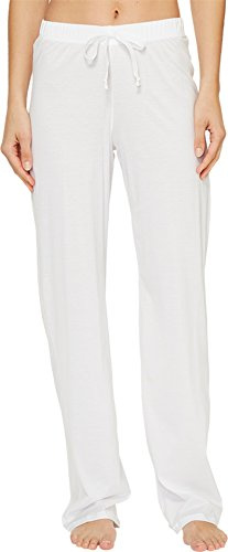 HANRO Women's Cotton Deluxe Drawstring Pajama Pant, White, Medium