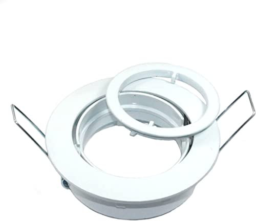 Kamilux 9er Set LED o. Halogen Einbaustrahler Lino für 230Volt Farbe: Weiß (ohne Leuchtmittel) inkl. 230Volt GU10 Fassung.Spot Rund für Lochausschnitte von 68-76 mm