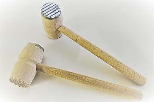 Fleischhammer 2 STK. Fleischklopfer aus Holz/Metall Schnitzelklopfer Klopfer 260