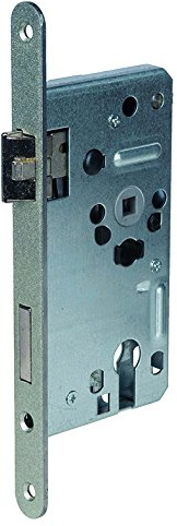 Alpertec Einsteckschloß Objektschloß DIN LINKS für Zimmertüren Edelstahl matt, Schloss, Schlösser, Stulp 20 mm, rund, Vierkant 8 mm, Abstand 78 mm, 36053260