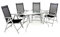Nexos Trading 5-teiliges Gartenmöbel-Set – Gartengarnitur Sitzgruppe Sitzgarnitur aus Klappstühlen & Esstisch – Stahl Alu Glas – Textilene schwarz/Rahmen grau