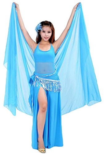ZhiYuanan Damen Chiffon Handtuch Bauchtanz Schal Schleier Bauchtanz Schleier Tanzschleier Lake Blau