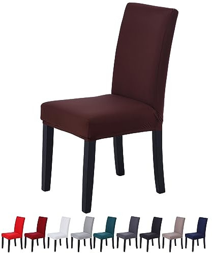 Veakii R Stuhlhussen 4 Stück Elastische Moderne Beschützer Stuhlhussen, Stuhl Abdeckungen für Haus Esszimmer Moderne Hochzeit Bouquet, Hotel, Restaurant Dekor(Braun)