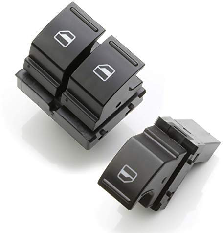 LST 2x Fensterheber Schalter vorne links rechts schwarz kompatibel mit Seat Altea Ibiza Leon Toledo VW Amarok Caddy California Eos Golf 5 6 Multivan Passat 3C Polo 6R Scirocco Touran 1T Transporter T6