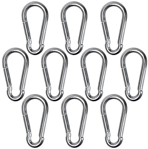 BB Sport 10 Karabinerhaken 100 x 10 mm Karabiner Max. Belastbar 350 KG - DIN5299 Feuerwehrkarabiner Set Stahl Galvanisch Verzinkt Stark