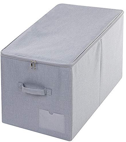 iwill CREATE PRO Faltbare Aufbewahrungsbox mit Deckel (60L) – XXL Organizer für Kleidung, Decken– Aus strapazierfähigem Stoff, waschbar & staubdicht – Hellgrau, 56x32x33 cm