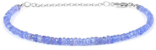 Vatslacreations Tansanit-Edelstein-Armband-Schmuck | Stapelbares Armband mit Tansanit-Perlen mit Dezember-Geburtsstein für Frauen und Mädchen