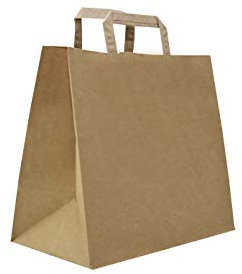 Carte Dozio S.r.l. - Shopper in Kraft con fondo quadro, color Avana, maniglia piatta, f.to cm 32+17x29, cf 300 pz