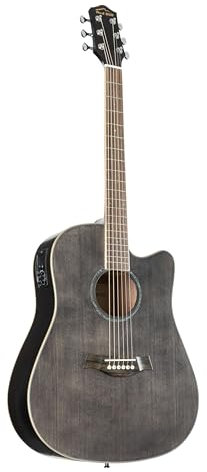 Red Hill DCE-S Westerngitarre, Akustik-Gitarre mit Tonabnehmer, elektroakustische Gitarre für Anfänger, Dreadnought mit Fichtendecke im matt schwarz
