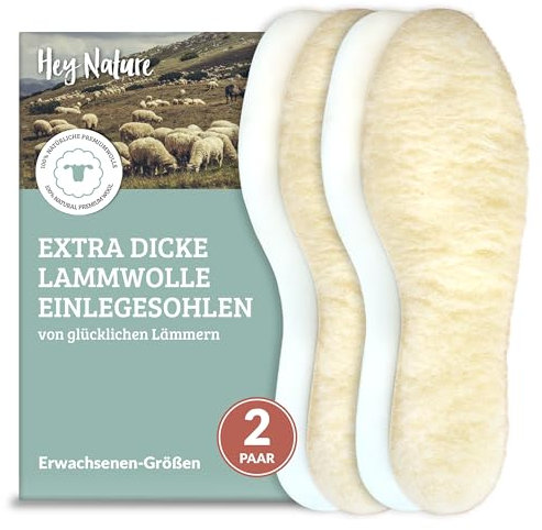 Hey Nature 2 Paar Lammwolle Einlegesohlen warm, natürliche Wärmesohlen. Mit warm überstehen. Schuheinlagen , besser als beheizbare . Wolle nicht Lammfellsohlen
