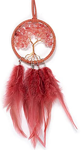 Attrape-Rêves en Plumes de Bohème Fait à La Main Attrape-Rêves Arbre de Vie Mini Attrape-Rêves Fait Main Accessoires de Voiture Capteur de Rêves pour Chambre d'Enfants Décor de Voiture à La Maison