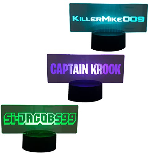 Gamer LED name sign. Personalised multi colour LED name plaque. Battery operated light up gamer tag sign