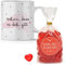 OWLBOOK® Schön das es dich gibt Geschenk für Frauen Tasse mit Spruch mit Fruchtgumiherzen Geschenke Geschenkideen für Frauen zum Geburtstag Weihnachten 300 ml Keramik
