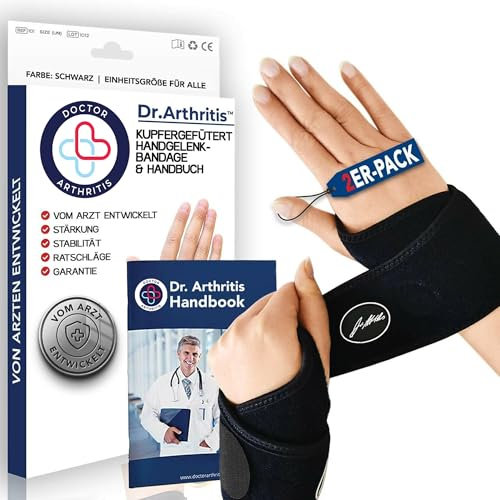 Dr. Arthritis Von Ärzten Entworfen, Leichte Handgelenk Bandagen, Sehnenscheidenentzündung Handgelenkstütze und Handgelenkbandage, Karpaltunnel Schiene, Handbandage Rechts und Links, 1 Paar, Schwarz