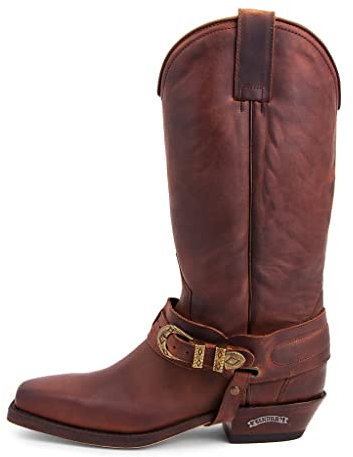 Sendra Boots - 3452 Stivali Campane da Donna e Uomo Alta con Tacon con Punta Quadrata - Stile Cowboy in Pelle Marrone - Stile Elegante -, marrone, 36 EU