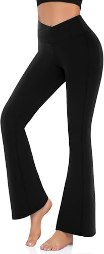 Hi Clasmix Women's High Waist Criss Cross Waist Tummy Control Bootcut Flare Leggings Jazz Lounge Flared Pants