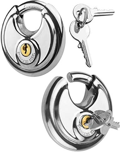 Lot de 2 cadenas ronds de 70 mm - Serrure de sécurité avec 2 clés - Cadenas de 9 mm - Résistant aux intempéries - Acier inoxydable - Serrure de remorque de voiture - Serrure à fermeture identique -