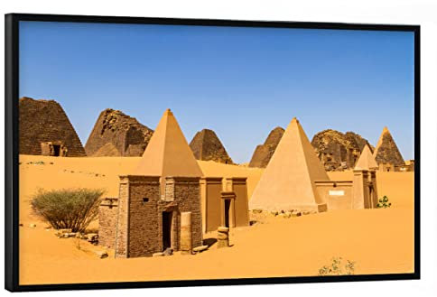 artboxONE Poster mit schwarzem Rahmen 75x50 cm Architektur Die Pyramiden von Meroe - Bild Pyramide meroe nubien