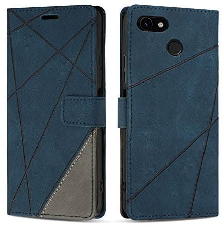 SONWO Etui Coque pour Google Pixel 3A, Protection Housse en Cuir PU Portefeuille Livre pour Google Pixel 3A, Emplacements Cartes, Bleu