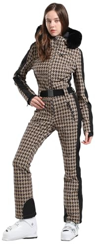 IMPHUT Women's One Piece Ski Suits Slim Waterproof Jumpsuits Windproof Snowsuit Insulated Ski Jumpsuit Skiing Sports