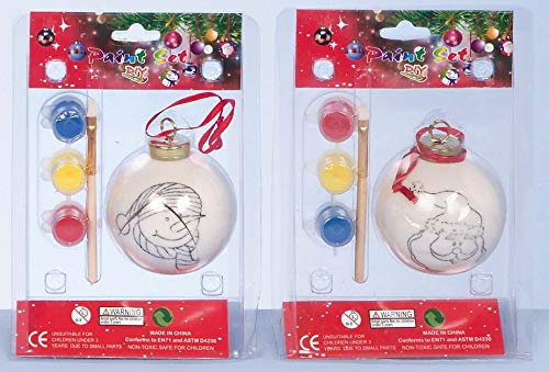 2 x Paint your own Christmas baubles With Paints and Brush