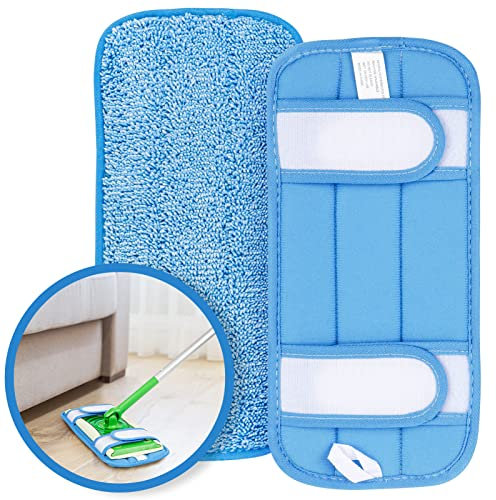HOMEXCEL Lot de 2 serpillères réutilisables en microfibre compatibles avec Swiffer - Lavables en machine - Pour le nettoyage de la maison - Nettoyage du sol - Pour le travail humide et sec