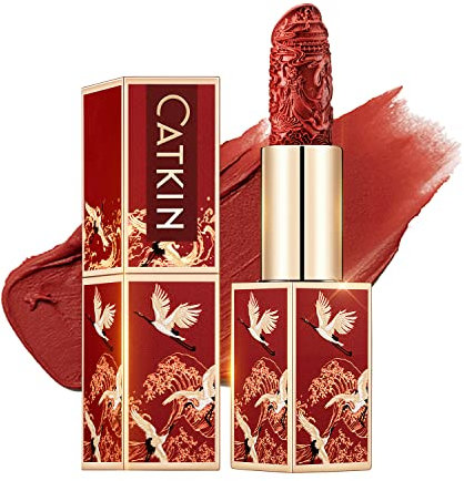 CATKIN Red Lipstick, Semi-Matte, Long Lasting, High Impact, Moisturizing Formula, enriched with Avocado Oil and Vitamin E, 3.2g