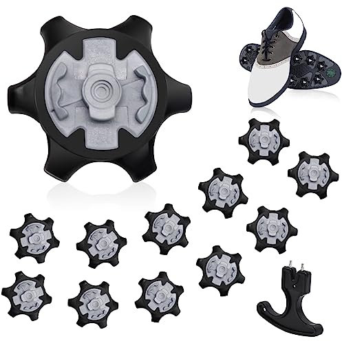 12pcs Black Replacement Golf Shoe Studs with Spike Wrench, Stability & Comfort Golf Shoe Accessories