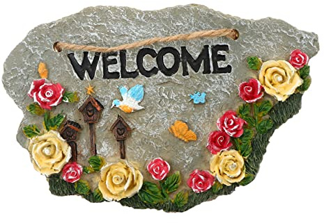 Happyyami Panneau de Porte Suspendu Plaque de Bienvenue pour Jardin Décor Vintage pour Entrée Porche