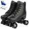 XUDREZ High Top PU Leder Klassische zweireihige Rollschuhe für Damen und Mädchen – Indoor Outdoor für Erwachsene Anfänger (Schwarzes Rad, EU 40)