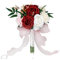 harayaa Bouquet de Demoiselle d'honneur Bouquet de Demoiselle d'honneur Fait Main Romantique pour La Douche Nuptiale Décoration d'anniversaire de Mariage à La, Rouge Blanc