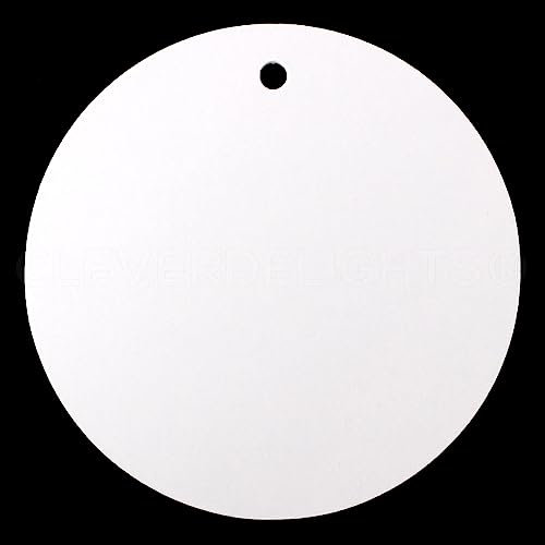CleverDelights Geschenkanhänger, rund, rund, 7,6 cm, Weiß, 100 Stück