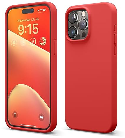 elago Liquid Silicone Case Compatible with iPhone 15 Pro Max Case, Premium Silicone, Full Body Protective Cover [4 Layer Shockproof Structure], Anti-Scratch Soft Microfiber Lining (Red)
