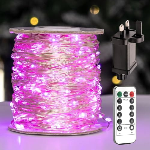 ZELUXDOT LED Fairy Lights Long Silver Wire Plug in String Lights 8 Modes for Wedding Indoor Outdoor Christmas Tree Patio Porch Garden Decoration (100FT/30M, Pink)