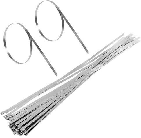 MaxAwe 50Stk Edelstahl Kabelbinder 700 x 10 mm, Metall Kabelbinder Selbstsichernde, Abnehmbar Rostfrei Stahlband, Mehrzweck Metalkabelbinder für Hitzeschutzband Gartenpflege
