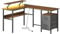 VASAGLE L-förmiger Schreibtisch mit Steckdosen, Eckschreibtisch, Computertisch, Monitorständer, Gaming-Tisch, LED-Beleuchtung, USB-Anschlüsse, 150 x 120 x 76 cm, Homeoffice, vintagebraun LWD095K01