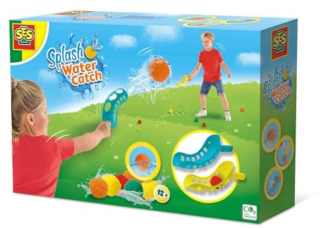 SES Creative 02304 - Splash Wasserbälle Fangspiel, Wiederverwendbare Alternative zu Wasserballons, Inklusive Wurf- und Fangkörbe, Wasserschlacht
