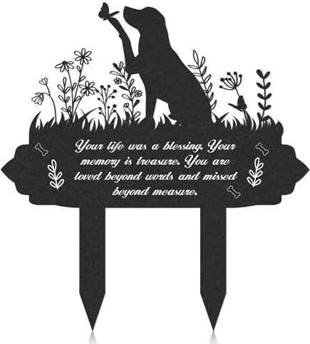 Rngmsi Marqueurs funéraires en métal pour animal domestique, décorations funéraires de jardin pour cimetière, piquets imperméables pour animaux domestiques (34 x 30,5 cm)