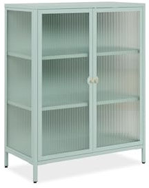 möbelando Vitrine >Milton< in mintgrün, Stahl - 80x101,5x40cm (BxHxT)