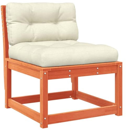 vidaXL Gartensofa ohne Armlehnen mit Kissen, Outdoor Sofa Modular mit Latten-Design, Gartensessel mit Rückenlehne, Gartenmöbel Terrassenmöbel, Wachsbraun Massivholz Kiefer