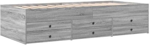 vidaXL Tagesbett, Gästebett mit 6 Schubladen mit Rollen, Schlafsofa für Schlafzimmer, Bettsofa Sofabett Daybed Bett, Grau Sonoma 75x190cm Holzwerkstoff