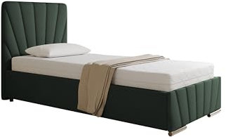 PANDA MÖBEL Polsterbett Ray 90 x 200 cm Elegantes Polsterbett für modernen Wohnstil, Federkernmatratze Bonnel (18cm) - ELDAR - Gestoffeerd Bed voor slaapkamer