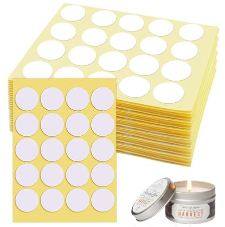 Yuerme 480 Pcs Candle Wick Stickers, Heat Resistant, Double-Sided, White, Polka Dot, Foam, Round, Indoor, All Seasons