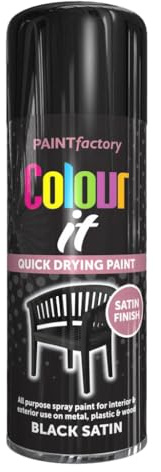 AlezyB - 12 x Black Satin 400ml All Purpose Spray Paint | Use on Metal, Wood, Plastic and Multipurpose Aerosol Professional Quality Perfect Finish, for Interior Exterior and Excellent Coverage