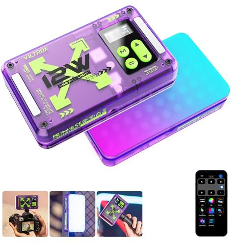VILTROX Magnetisches RGB Videolicht 360° Vollfarben Tragbare LED Kameralicht mit App Steuerung/Cold Shoe Mounts/CRI 97+/2500K-8500K/4000mAh/26 Lichtszenen für Fotografie, Vlogging, Selfie Licht