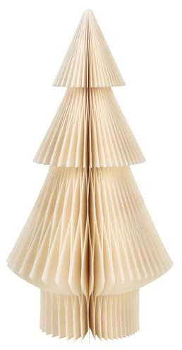 Logbuch-Verlag Albero di Carta di Natale Bianco Crema - Decorazione Natalizia Pieghevole Con Magnete - Stile Scandi Hygge 30x15cm