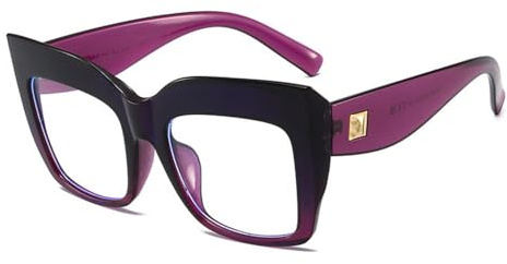 AOOLIA Occhiali Da Lettura Donna, Montatura Occhiali Da Vista Donna, Occhiali da Vista Donna 1, 1.5, 2, 2.5, 3 (Nero/Viola, 0, x)